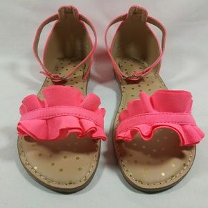 Pink ruffle apron polka dot soles sandals